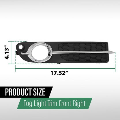 Solid Spare Fog Light Bezel Lamp Cover w/ Chrome Trim Right Side Fit For 2007-2013 Volvo S80