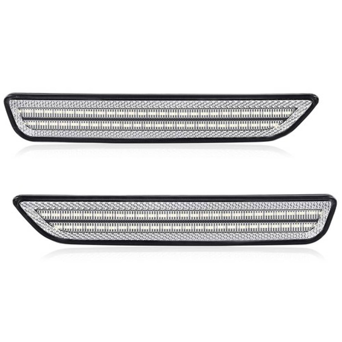Solid Spare Fit For 10-14 Ford Mustang White LED Side Marker Lights Front Fender Lamps