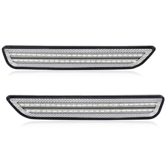 Solid Spare Fit For 10-14 Ford Mustang White LED Side Marker Lights Front Fender Lamps