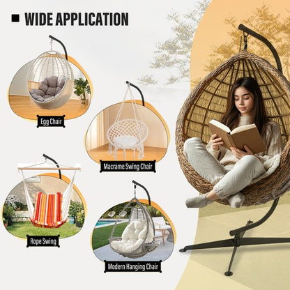 Solid Spare 91" Hanging Hammock C-Stand for Chair Porch Swing Resistant 360 Degree Steel