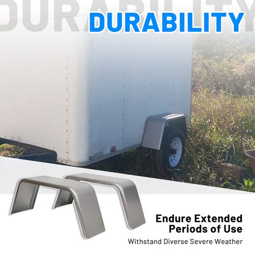 Solid Spare Pair of Square Single Axle Trailer Fenders For 14" 15" 16" Wheels For Cargo
