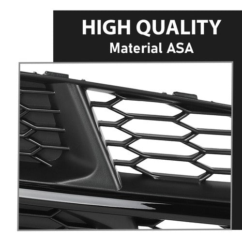 Solid Spare Front Fog Light Cover Honeycomb Grille Black Fit For Audi S6 A6 S-Line 2016-2018