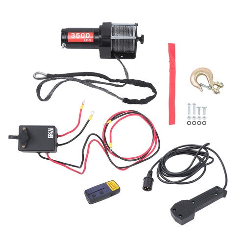 Solid Spare 12V 3500LBS 1.5HP Electric Winch 50ft Synthetic Rope Wireless & Wired Remote