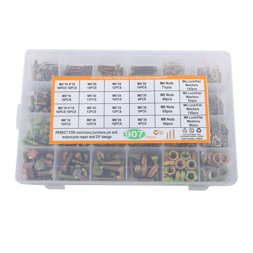 Solid Spare Grade 8.8 Metric Bolt Assortment M4 M5 M6 M8 Heavy Duty Bolts and Nuts Kit 907!