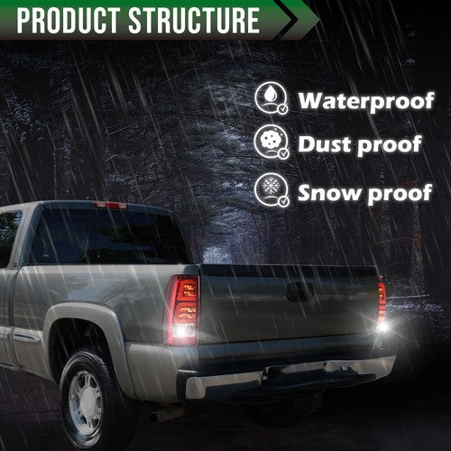 Solid Spare Fit For 99-02 Chevy Silverado 1500/99-06 GMC Sierra LED Tube Tail Lights Red