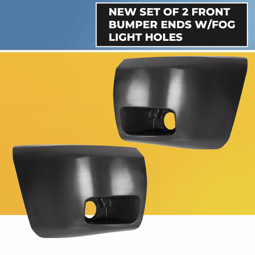 Solid Spare LH & RH Bumper End Extension W/Fog Lamp Hole Fit For 07- 13 Chevy Silverado 1500