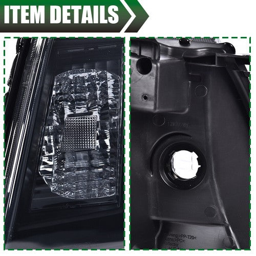 Solid Spare Fit For 05-11 Toyota Tacoma Amber Corner Black Headlights Left+Right Side