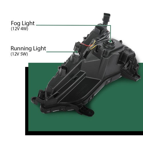Solid Spare Fit For Hyundai Santa Fe Sport 2017-2018 Front Fog Lights Daytime Running Lamps