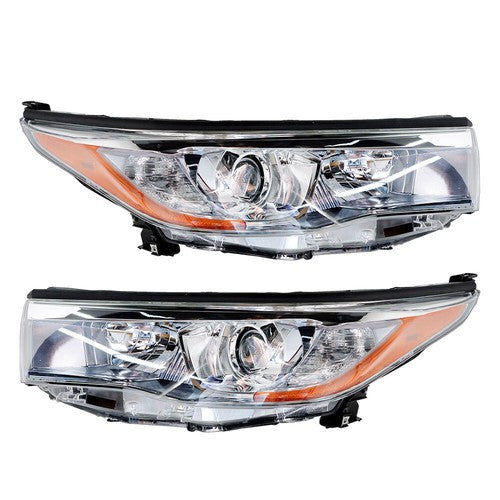 Solid Spare Left+Right Side Clear Front Headlights Headlamps For Toyota Highlander 2014-2016