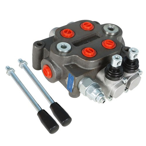 Solid Spare 2 Spool Hydraulic Directional Control Valve 25 GPM, 3000 PSI, BSPP Interface New