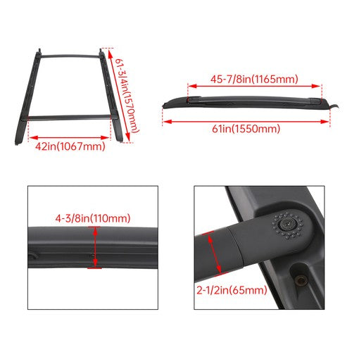 Solid Spare For 2005-2023 Toyota Tacoma Double Cab Top Roof Rack Cross Bars Side Rails Set