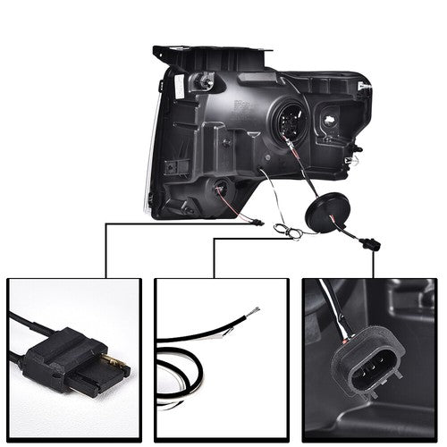 Solid Spare Dual LED Projector Headlights + Tail Lights Fit For 2009-2014 Ford F-150 Pickup