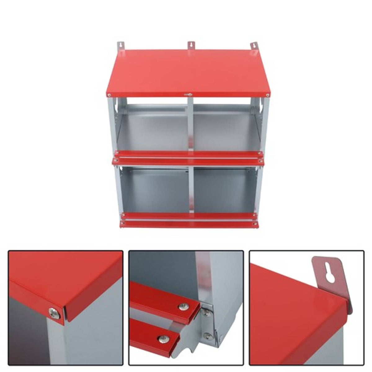 Solid Spare Chicken Nesting Boxes 4 Compartment Metal Poultry Nest Box Wall Mount For Hens