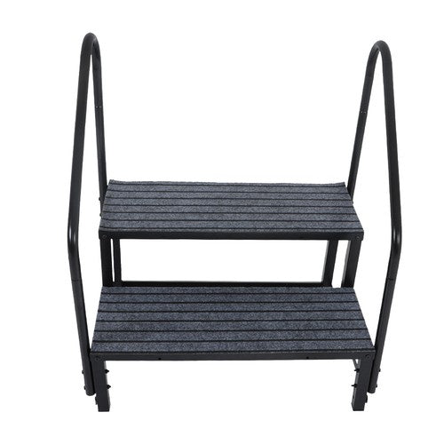 Solid Spare 2 Step 660lbs RV Stairs Load Capacity Step Ladder Outdoor RV Steps (w/ Handrail)