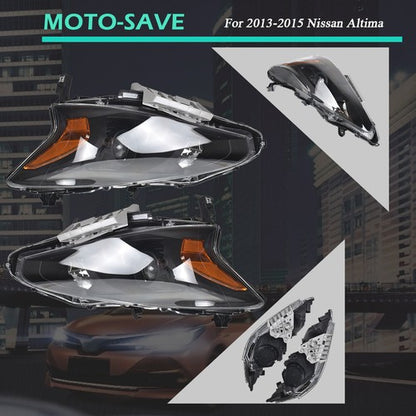 Solid Spare Black Headlights Housing Clear Left&Right Side For 2013-2015 Nissan Altima Sedan