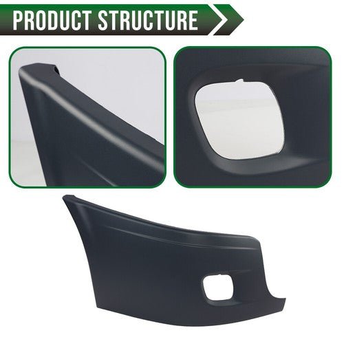 Solid Spare Fit For 2008-2017 Freightliner Cascadia Front Passenger Side Bumper End Cover