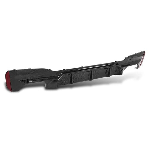 Solid Spare Fit For 2017-2023 BMW G30 5 Series W/ M Sport M5 Style Rear Diffuser Carbon Look