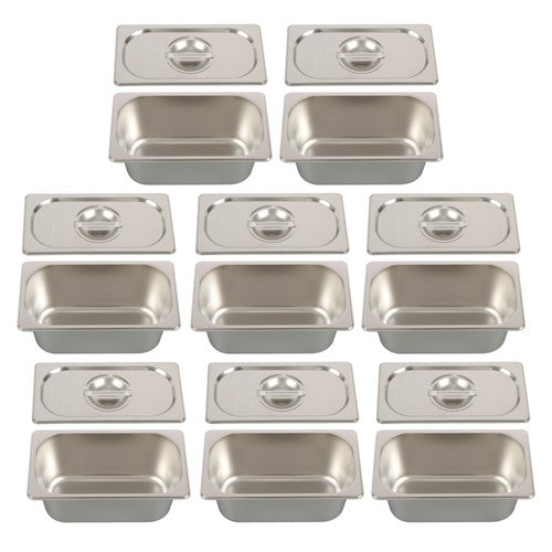 Solid Spare 6 Inch Deep 8 Pack Restaurant Steam Table Pans 1/3 Size with Non-Stick Coating