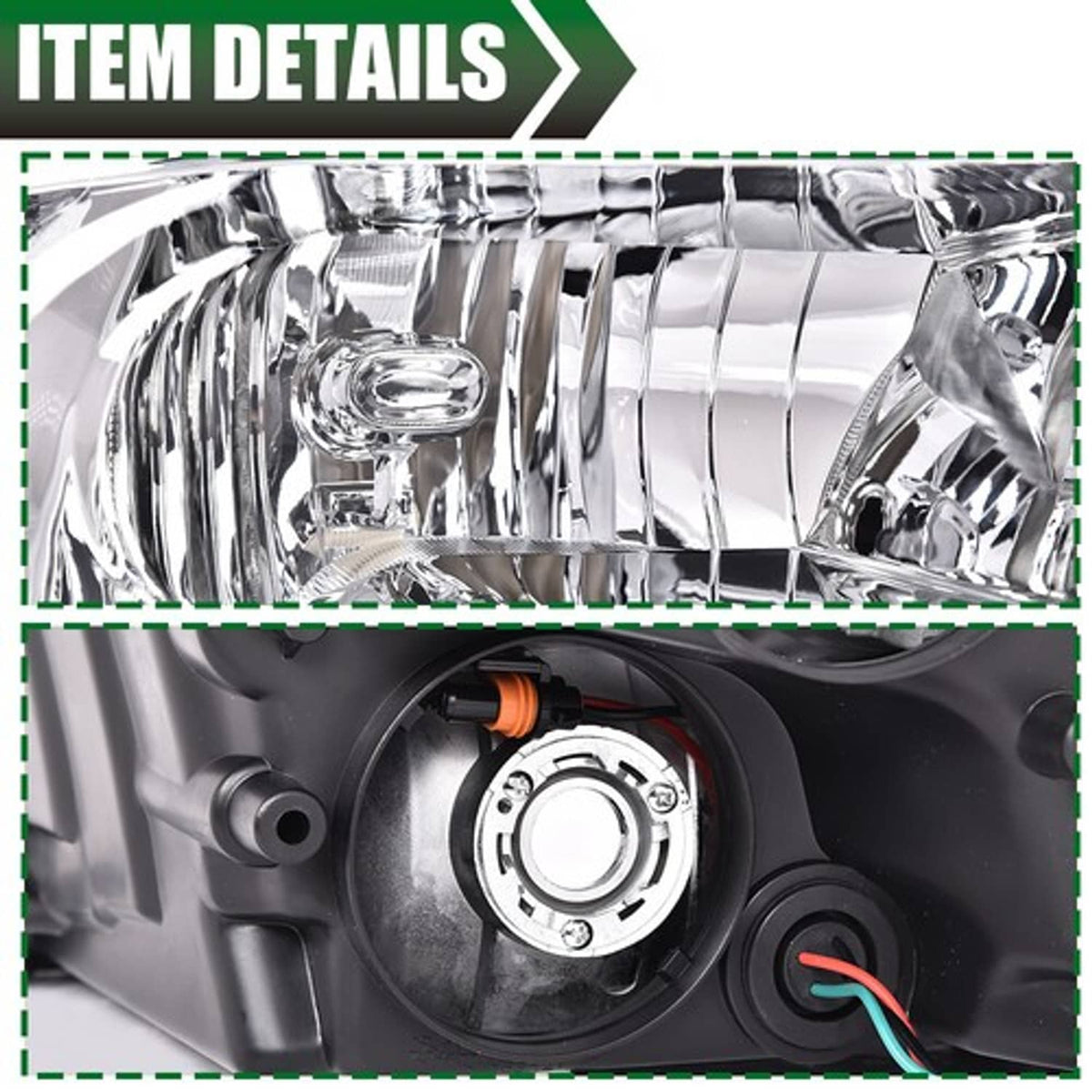 Solid Spare Fit For 2009-2018 Ram 1500 2500 3500 Clear Lens Chrome Headlights Left+Right