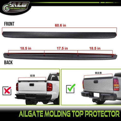 Solid Spare Fit For 99-06 Chevy Silverado GMC Sierra Tailgate Moulding Spoiler Top Protector