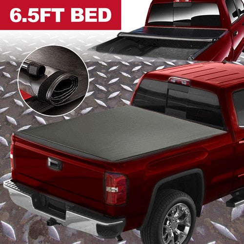 Solid Spare 6.5FT Soft Roll-Up Tonneau Cover for 07-13 Silverado/Sierra 1500 2500HD 3500HD