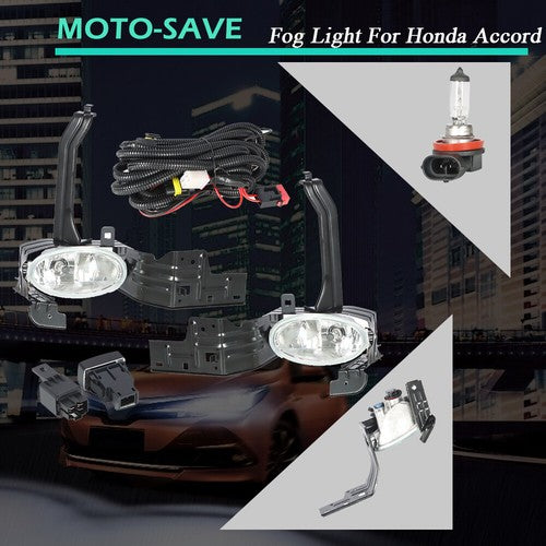 Solid Spare Fog Driving Lights Lamps Black For 2008-2010 Honda Accord Sedan Replacement PAIR