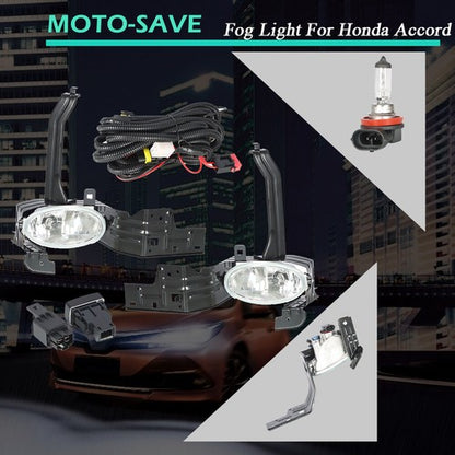 Solid Spare Fog Driving Lights Lamps Black For 2008-2010 Honda Accord Sedan Replacement PAIR