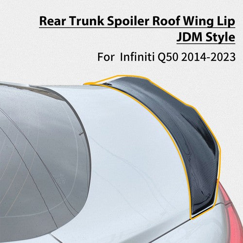Solid Spare Rear Trunk Spoiler For 2014-2024 Infiniti Q50 Carbon Fiber Painted PSM STYLE
