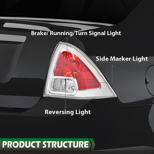 Solid Spare Fit For 2006-2009 Ford Fusion Chrome Tail Lights Brake Lamps Left Right Side