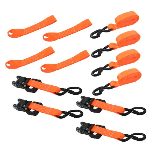 Solid Spare 4 Pack Steel Ratchet Strap Fracture Strength 5208lbs 1.6in*8ft with S Hooks