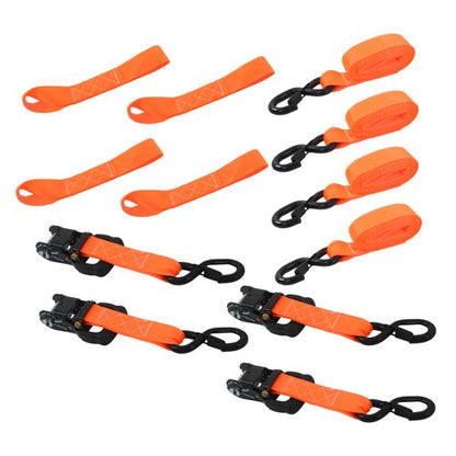 Solid Spare 4 Pack Steel Ratchet Strap Fracture Strength 5208lbs 1.6in*8ft with S Hooks