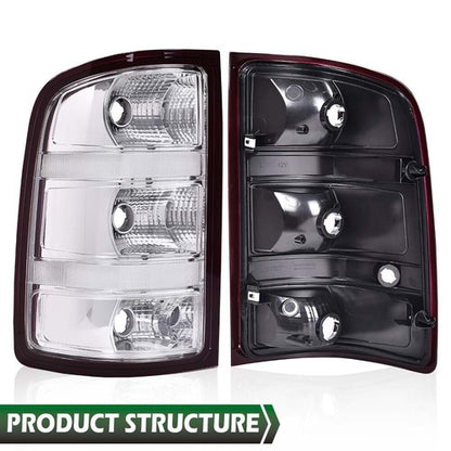 Solid Spare Fit For 07-13 GMC Sierra 1500 2500 3500HD Rear Tail Lights Brake Lamps Chrome