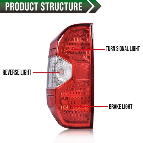 Solid Spare Rear Tail Lights Brake Lamps Left+Right Side Fit For 2014-2021 Toyota Tundra