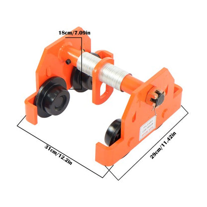 Solid Spare 4400LBS Load Capacity Alloy Steel Push Beam Trolley 65-190mm with Dual Wheels
