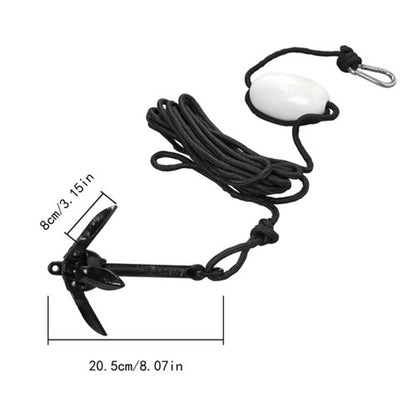 Solid Spare For Grapnel Boat Marine Kayak 2-Pack Folding Anchor Set 0.7kg Black