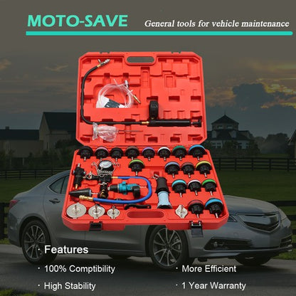 Solid Spare 33pcs Universal Radiator Pressure Tester & Vacuum Cooling System Tool Refill Kit
