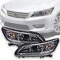 Solid Spare Black Projector Headlights Left+Right Fit For 2013 2014 2015 Honda Accord Sedan