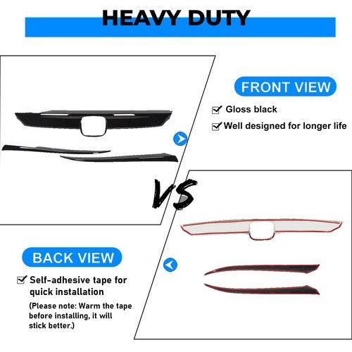 Solid Spare ABS Glossy Black Lip Front Grille Cover Moulding Trim For Honda Accord 2018-2020