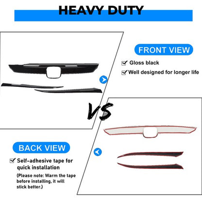 Solid Spare ABS Glossy Black Lip Front Grille Cover Moulding Trim For Honda Accord 2018-2020
