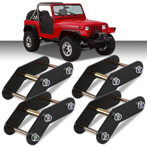 Solid Spare 2" Front + Rear Shackle Relocation Lift Kit Fit For 1987-1995 Jeep Wrangler YJ
