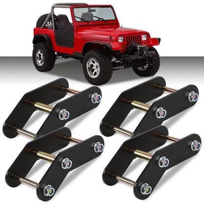 Solid Spare 2" Front + Rear Shackle Relocation Lift Kit Fit For 1987-1995 Jeep Wrangler YJ