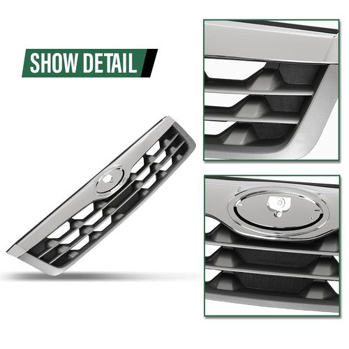 Solid Spare Fit For 2011-2013 Subaru Forester Front Bumper Upper Grille Assembly Silver