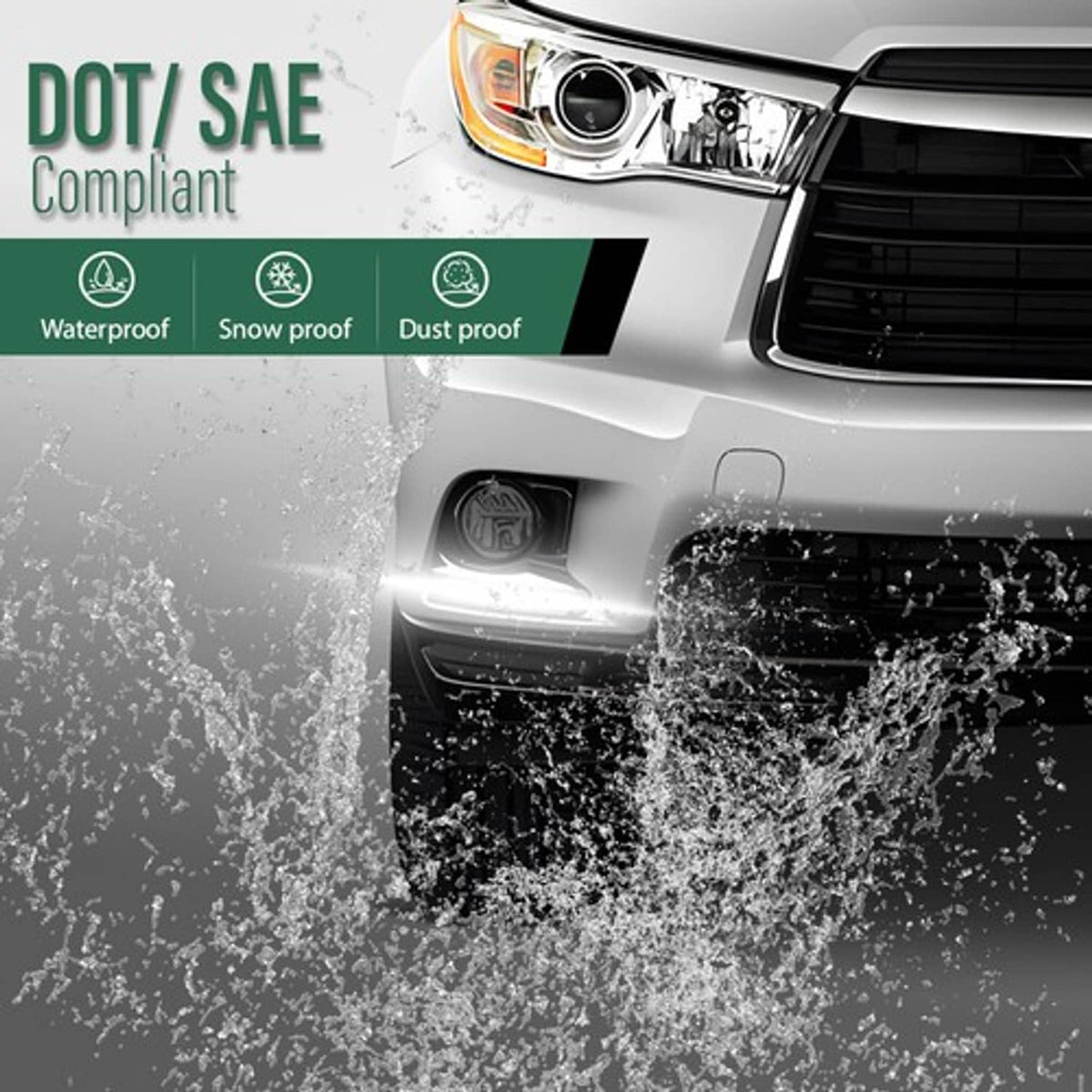 Solid Spare Fit For 2014-2016 Toyota Highlander LED DRL Daytime Running Lights Left+Right