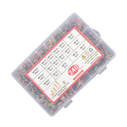 Solid Spare M5, M6, M8 Flanged Bolts And Nuts 240 Pieces Alloy Steel Combination Kit