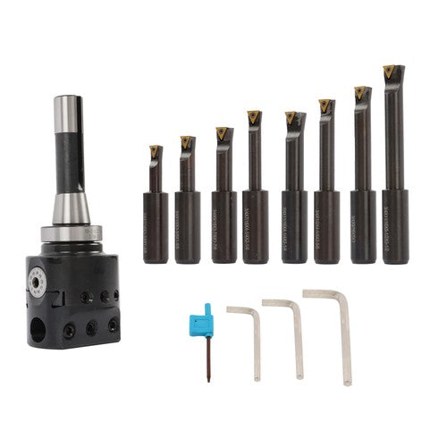 Solid Spare 3" Boring head R8 Shank +TCMT 8pcs Indexable 3/4" Boring Bar Set