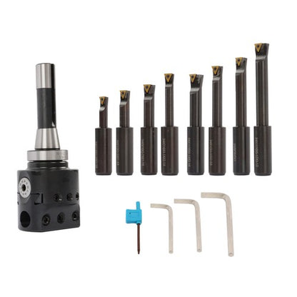 Solid Spare 3" Boring head R8 Shank +TCMT 8pcs Indexable 3/4" Boring Bar Set