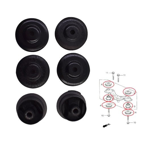 Solid Spare 6Pcs For 91-16 Honda Civic Rear Differential Arm Mounting Bushing&Support Rubber