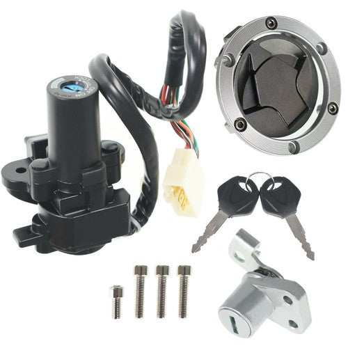 Solid Spare New Ignition Switch Lock Gas Cap Cover Set For Kawasaki Ninja 250R EX250J 08-12