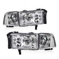 Solid Spare Clear Corner Chrome Headlights Assembly Fit For 94-02 Dodge Ram 1500 2500 3500