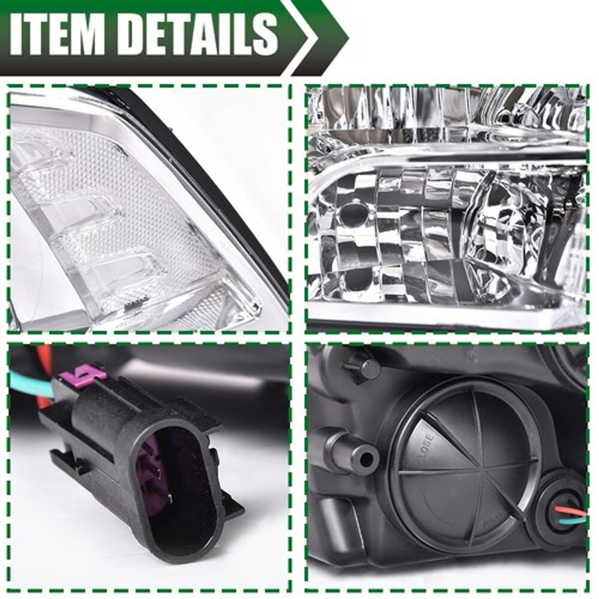 Solid Spare Fit For 2009-2018 Ram 1500 2500 3500 Clear Lens Chrome Headlights Left+Right